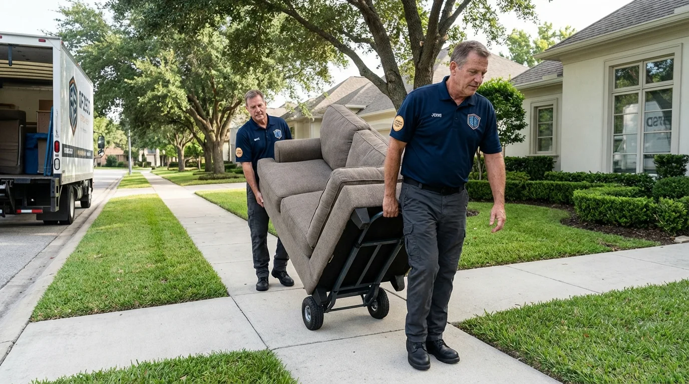 Local residential moving crew loading furniture in Belle Plaine, IA